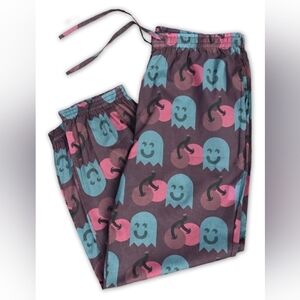 Rock Soup Dark Purple & Green Pac-Man Ghosts & Cherries PJ Unisex Pant EUC Sz XL